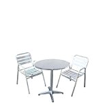 Bistro-Garnitur, Garten-Sitzgruppe, Aluminium, stapelbar ~ Tisch rund + 2x Stuhl