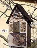 BLACK Insektenhotel, KOMPLETT mit Schmetterlingshaus groß 50 cm schwarz kleines Vogelhaus Meisen Nistkasten Insektenhäuschen - biologischer ökologischer natürlicher Pflanzenschutz - ...