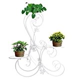 Blumen-Ständer für 3 Blumentöpfe, Metall, Garten, Weiß