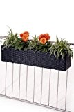 Blumenkasten "Balkoni" Polyrattan 80 cm schwarz mit Bewässerungsset