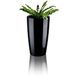 Blumenkübel Pflanzkübel RONDOMATIC Kunststoff - Farbe: schwarz hochglanz - inkl. Pflanzeinsatz - robuster, wetterfesterer und frostsicher Pflanztopf geeignet für Terrasse, ...