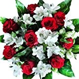 Blumenstrauß mit roten Rosen und weißen Alstromerien - BLUMENSTRAUß LIEBE