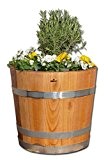 Blumentopf, Blumenkübel aus Kastanien-Holz - Fass, Holzfass als Pflanzkübel - Weinfass, Bottich, Holzkübel geölt (D40 H35cm geölt)