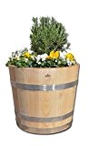Blumentopf, Blumenkübel aus Kastanien-Holz - Fass, Holzfass als Pflanzkübel - Weinfass, Bottich, Holzkübel (D60 H40cm natur)