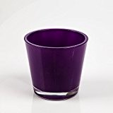 Blumentopf / Teelichtglas RANA, lila, 13 cm, Ø 14 cm - Pflanztopf Glas / Kerzenhalter rund - INNA Glas