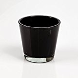 Blumentopf / Teelichtglas RANA, schwarz, 13 cm, Ø 14 cm - Orchideentopf / Windlichtsglas - INNA Glas