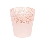 Blumentopf Übertopf Deko Spitzenoptik pulver rosa rund Kunststoff D 130 mm Rosa