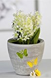 Blumentopf Übertopf Keramik grau mit Schmetterlings Dekor - für Zimmer, Garten, Balkon und Terasse - toller Hingucker