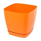 Blumentopf Übertopf Quadrat Untersetzer Kunststoff orange Topf H 21 cm