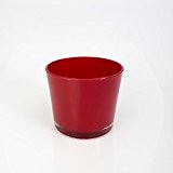 Blumentopf / Windlicht ALENA, rot, 12,5cm, Ø14,5cm - Konisches Glas / Pflanzgefäß