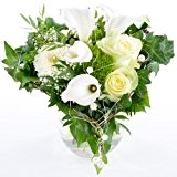 Blumenversand - Blumenstrauß - zur Hochzeit - Perlenherz zur Hochzeit mit weißen Calla - mit Gratis - Grußkarte zum Wunschtermin