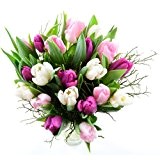 Blumenversand - Frühling - 20 St. gemischte Tulpen in rosa, lila, weiß, mit Heidelbeere - mit Gratis - Grußkarte zum ...