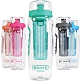 Bonke Trinkflasche für Fruchtschorlen mit kostenloser Reinigungsbürste - Große 1 Liter BPA-freie Sportflasche - Wasserflasche mit Gummigriff und extra sicherem ...