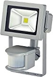 Brennenstuhl Chip-LED-Leuchte / LED Strahler mit Bewegungsmelder Infrarot für außen (Außenstrahler 10 Watt, LED Fluter Tageslicht, IP44) Farbe: silber