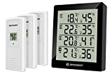 Bresser Thermometer Temeo Hygro Quadro inklusive 3 Außensensoren, schwarz