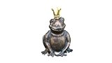 Bronze Frosch, Wasserspeier Froschkönig, Tierfigur für Garten & Teich