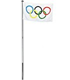 BRUBAKER Aluminium Fahnenmast Flaggenmast 4 m inklusive Deutschland Flagge + Olympia Flagge 150 x 90 cm und Bodenhülse