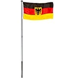 BRUBAKER Aluminium Fahnenmast Flaggenmast 6 m inklusive Deutschland Flagge + Deutschland Flagge mit Adler 150 x 90 cm und Bodenhülse