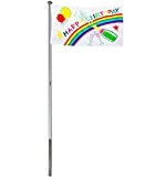 BRUBAKER Aluminium Fahnenmast Flaggenmast 6 m inklusive Deutschland Flagge + Happy Birthday Flagge 150 x 90 cm und Bodenhülse
