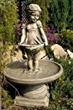 Brunnen "STERNTALER", Steinguss Gartenskulptur, B/H: 40/66cm, wetterfeste Figur für den Außenbereich