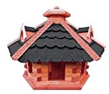 BTV BG50-BTVatOS Vogelhaus Holz mit Futtersilo, Bitumen-Dach schwarz, braun lasiert
