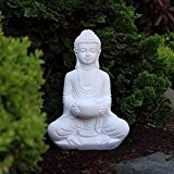 Buddha Deko-Figur Aus Stein Sitzend 30cm Skulptur Mit Teelichthalter Für Wohnzimmer Oder Garten