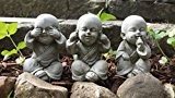 Buddha Dekoration/Statue/Skulptur für Garten oder Koi-Teich, Motiv Nichts Böses sehen, hören oder sagen, Kunststein, 1 Set (3 Buddhas)