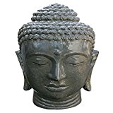 Buddha-Kopf als Wasserspiel | Steinguss | Maße: 35 cm x 32 cm x 50 cm