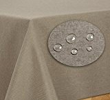 Bügelfreie Tischdecke in Leinen Optik mit Lotuseffekt, Eckig Oval Rund Größe und Farbe wählbar, (Oval 160x220 cm Khaki), Beautex