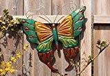 Bunter Schmetterling im Landhaus Stil, Gartenfigur Falter, Wanddeko Eisen