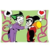 Cartoon Joker Harley Quinn Yale Stewart Custom Queen Size Bed Pillowcase DIY Pillowslips Roomy in Size 20 x 30 Inch