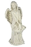 Casa Collection 10939 Engel stehend, hält Blumenkorb mit 2 Hasen in der Hand, Höhe 64 cm, antikweiß
