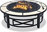 Centurion Supports NUSKU Luxurious and Premium Multi-Functional Black with Ceramic Tiles 360° Outdoor Garden & Patio Heater Round Fire Pit ...