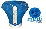 Chemikalienschwimmer, Chlordosierer, Dosierschwimmer, Schwimmdosierer mit Thermometer blau für 200gr Tabletten von mediPOOL