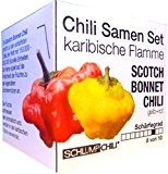 Chili Samen Set "Karibische Flamme" Scotch Bonnet Chilli rot, gelb fruchtig scharfer Mix (wie Habanero) inkl. Anzucht Quelltabs aus Kokos ...