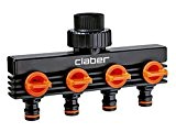 Claber 8581 Vier Hocker Wege-Steckdose, schwarz/orange/grau