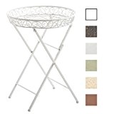 CLP Blumentisch Beistell-Tisch MATTY, Eisen, rund Ø 46 cm, Höhe ca. 60 cm, klappbar weiß