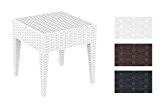 CLP Design Garten Beistell-Tisch MIAMI 45 x 45 cm, Kunststoff, Rattan Optik, stapelbar, Sonnenliegen-Beistelltisch Höhe 45 cm weiß