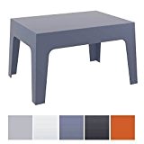 CLP Design Garten Lounge-Tisch / Sonnenliegen-Beistelltisch BOX, 70 x 50 cm, Höhe 43 cm, stapelbar, wasserabweisend, UV-beständig dunkelgrau