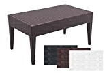CLP Design Lounge-Tisch MIAMI ca. 90 x 50 cm, Voll-Kunststoff in Rattan Optik, stapelbar, Sonnenliegen-Beistelltisch braun