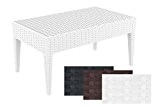 CLP Design Lounge-Tisch MIAMI ca. 90 x 50 cm, Voll-Kunststoff in Rattan Optik, stapelbar, Sonnenliegen-Beistelltisch weiß