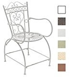 CLP Eisen-Stuhl SHEELA mit Armlehnen, Gartenstuhl Metall, Design nostalgisch antik antik weiß