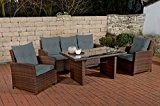 CLP Garten-Garnitur FISOLO, Poly-Rattan & Aluminium, 20 FARB-Varianten (3er Sofa + 2 Sessel + Tisch 140 x 80 cm) Rattan ...