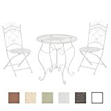 CLP Garten-Sitzgruppe INDRA, Metall (Eisen) Design antik, Tisch rund Ø 70 cm weiß