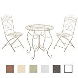 CLP Garten-Sitzgruppe INDRA, Metall (Eisen) Design antik, Tisch rund Ø 70 cm antik-creme