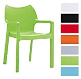 CLP Gartenstuhl, Küchenstuhl, Stapel-Stuhl DIVA mit Armlehnen, Kunststoff-Stuhl XXL 160 kg max. Belastbarkeit grün