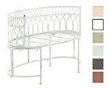 CLP Metall-Gartenbank AMANTI, Landhaus-Stil, Eisen lackiert, Design antik nostalgisch, oval ca. 110 x 55 cm antik-weiß