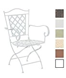 CLP Metall-Stuhl ADARA aus Eisen, Design antik nostalgisch, mit Armlehnen weiß