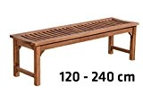 CLP Teakholz Garten-Bank HAVANA V2 ohne Lehne, Teak-Holz massiv (bis zu 8 Größen wählbar) 150 x 45 x 45 cm