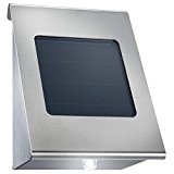 COM-FOUR® LED Solarlampe Wandstrahler Strahler aus Edelstahl - Zur Beleuchtung von Wegen, Treppenstufen uvm.